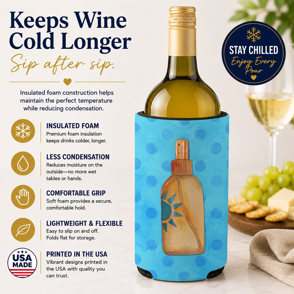 Message in a Bottle Blue Polkadot Wine Bottle Hugger Gift Sleeve for Standard 750 ml Bottles, Insulated Reusable Fits Mini Shot & Pint Bottles