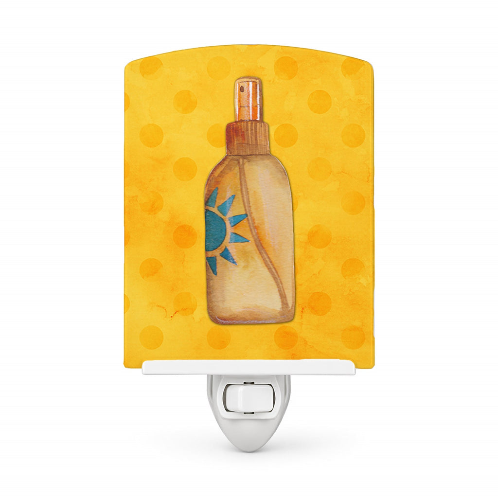 Message in a Bottle Yellow Polkadot Ceramic Night Light Compact, UL-Certified, Ideal for Bedroom, Bathroom, Nursery, Hallway, Kitchen, 6x4x3, Multicolor
