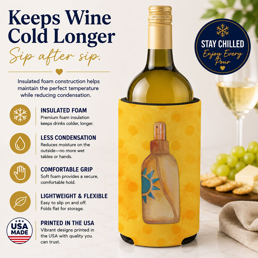 Message in a Bottle Yellow Polkadot Wine Bottle Hugger Gift Sleeve for Standard 750 ml Bottles, Insulated Reusable Fits Mini Shot & Pint Bottles
