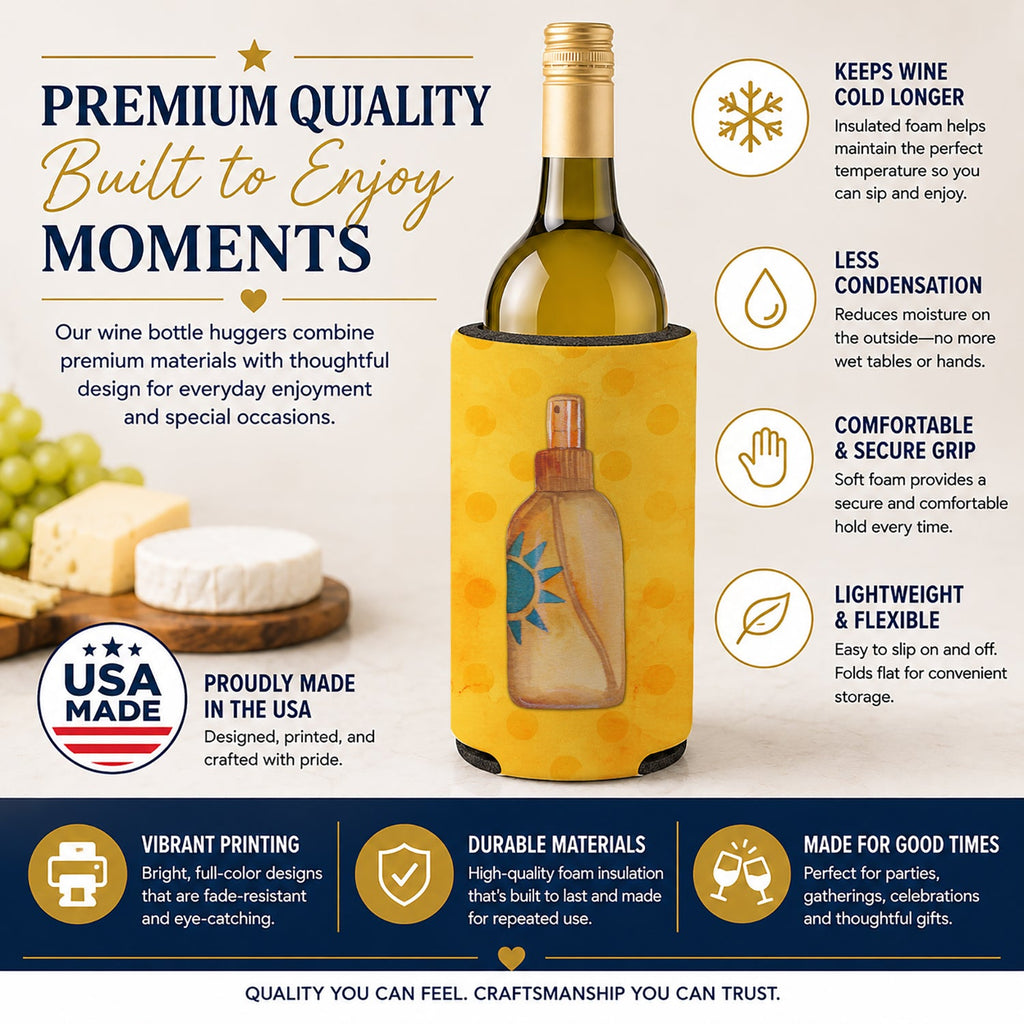 Message in a Bottle Yellow Polkadot Wine Bottle Hugger Gift Sleeve for Standard 750 ml Bottles, Insulated Reusable Fits Mini Shot & Pint Bottles