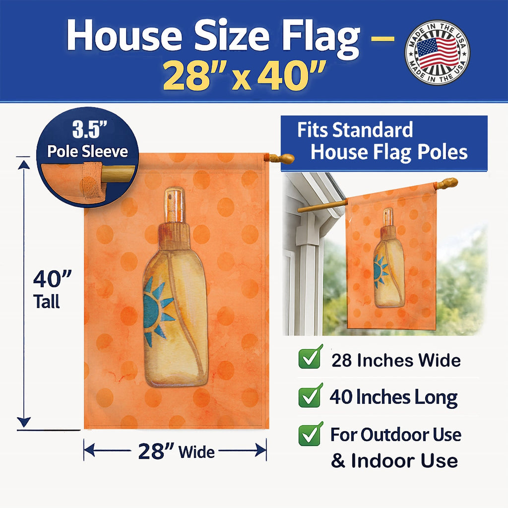 Message in a Bottle Orange Polkadot House Flag 28x40 Porch Sleeve Pole Decorative Outside Yard Banner Artwork Wall Hanging, Polyester