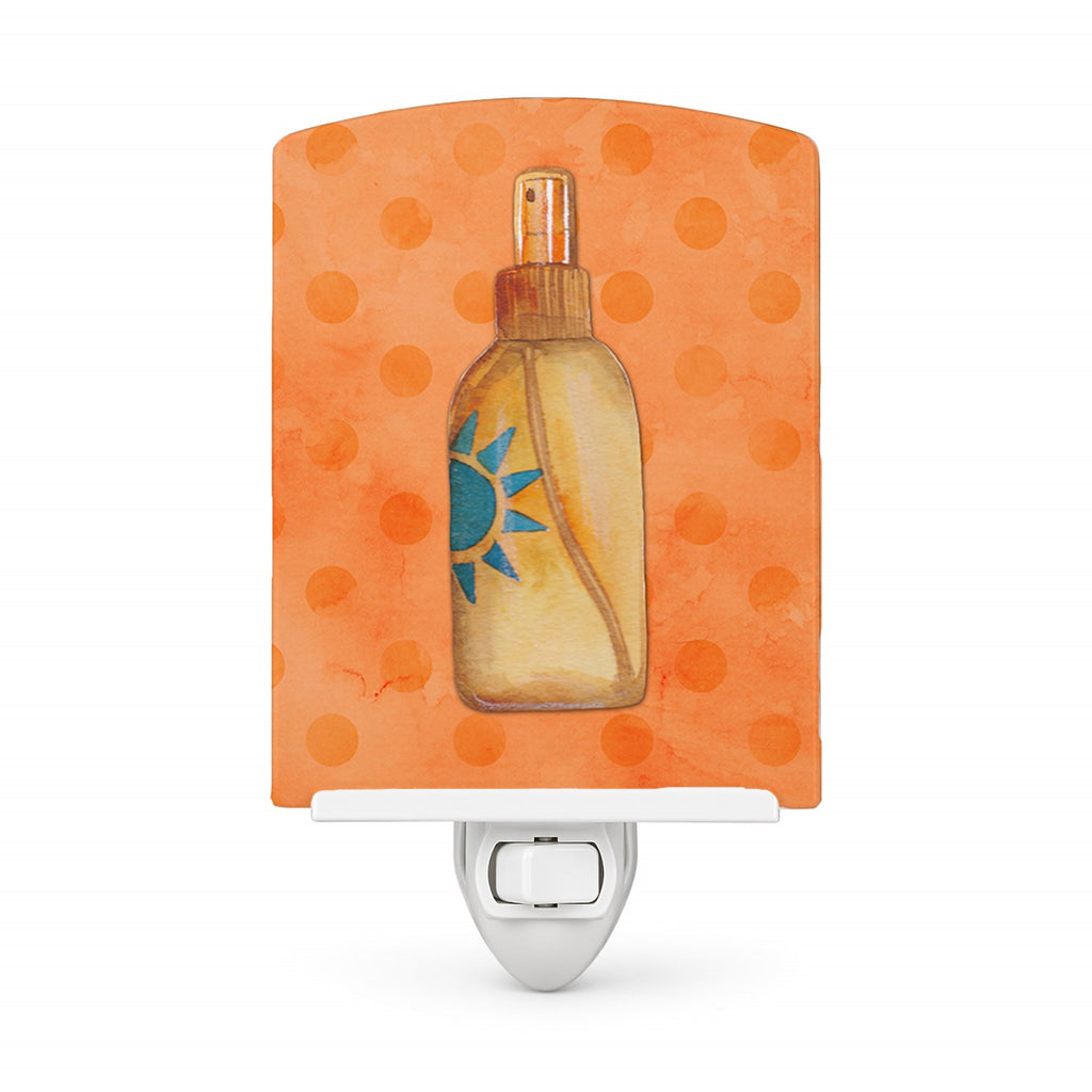 Message in a Bottle Orange Polkadot Ceramic Night Light Compact, UL-Certified, Ideal for Bedroom, Bathroom, Nursery, Hallway, Kitchen, 6x4x3, Multicolor