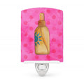 Message in a Bottle Pink Polkadot Ceramic Night Light Compact, UL-Certified, Ideal for Bedroom, Bathroom, Nursery, Hallway, Kitchen, 6x4x3, Multicolor