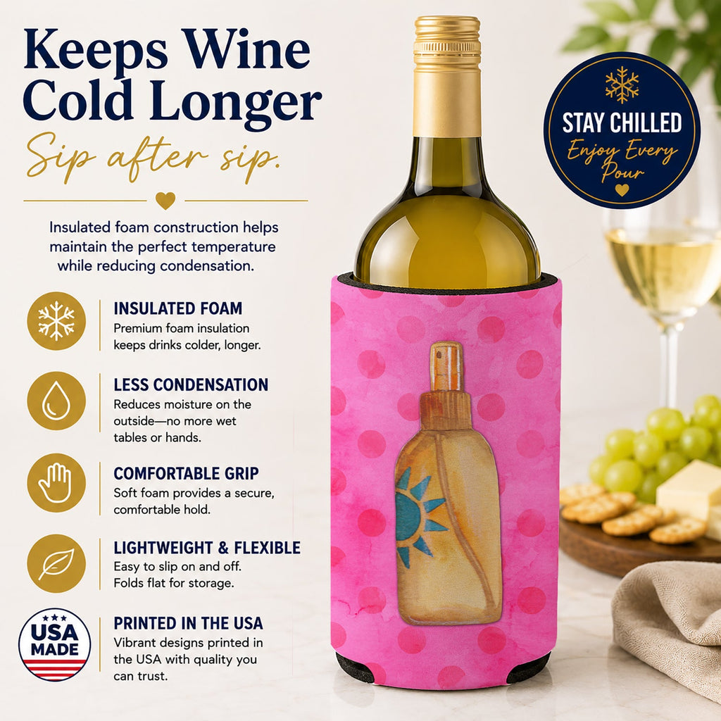 Message in a Bottle Pink Polkadot Wine Bottle Hugger Gift Sleeve for Standard 750 ml Bottles, Insulated Reusable Fits Mini Shot & Pint Bottles
