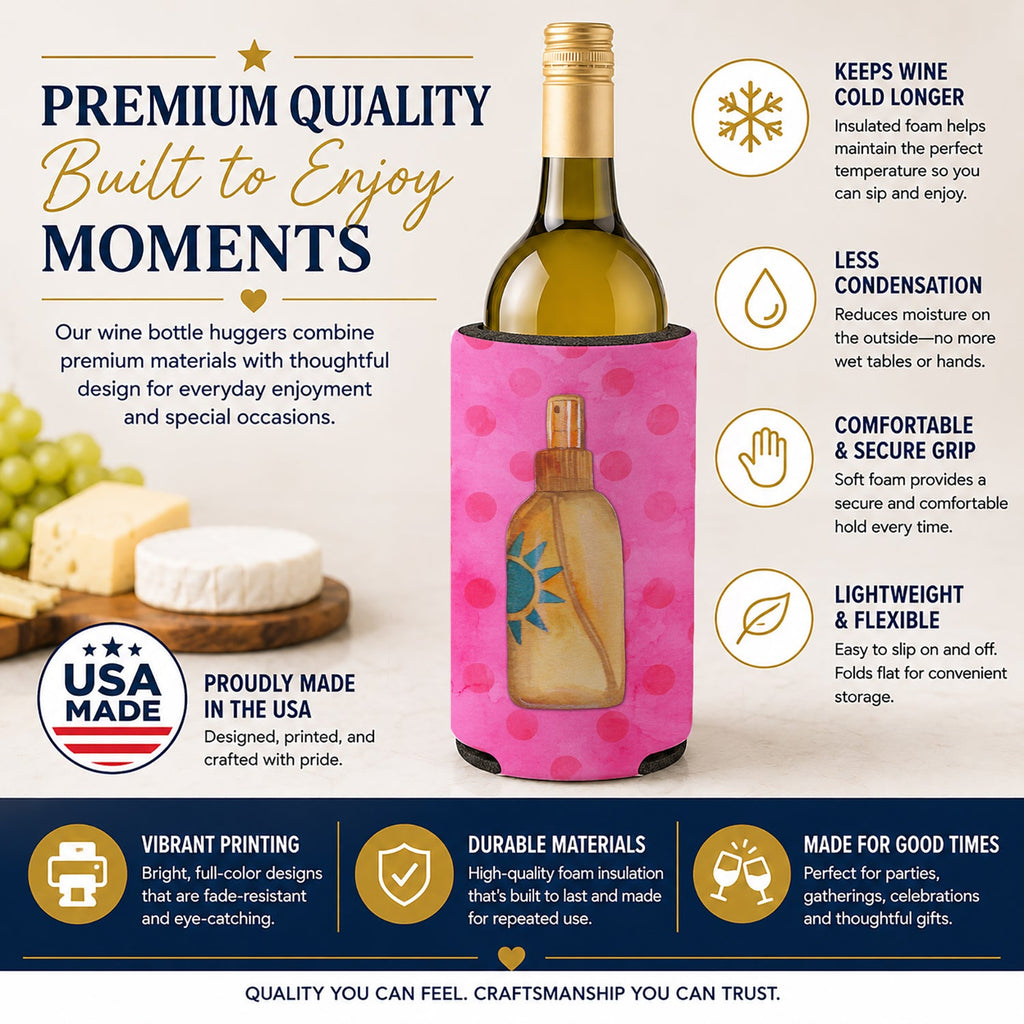 Message in a Bottle Pink Polkadot Wine Bottle Hugger Gift Sleeve for Standard 750 ml Bottles, Insulated Reusable Fits Mini Shot & Pint Bottles