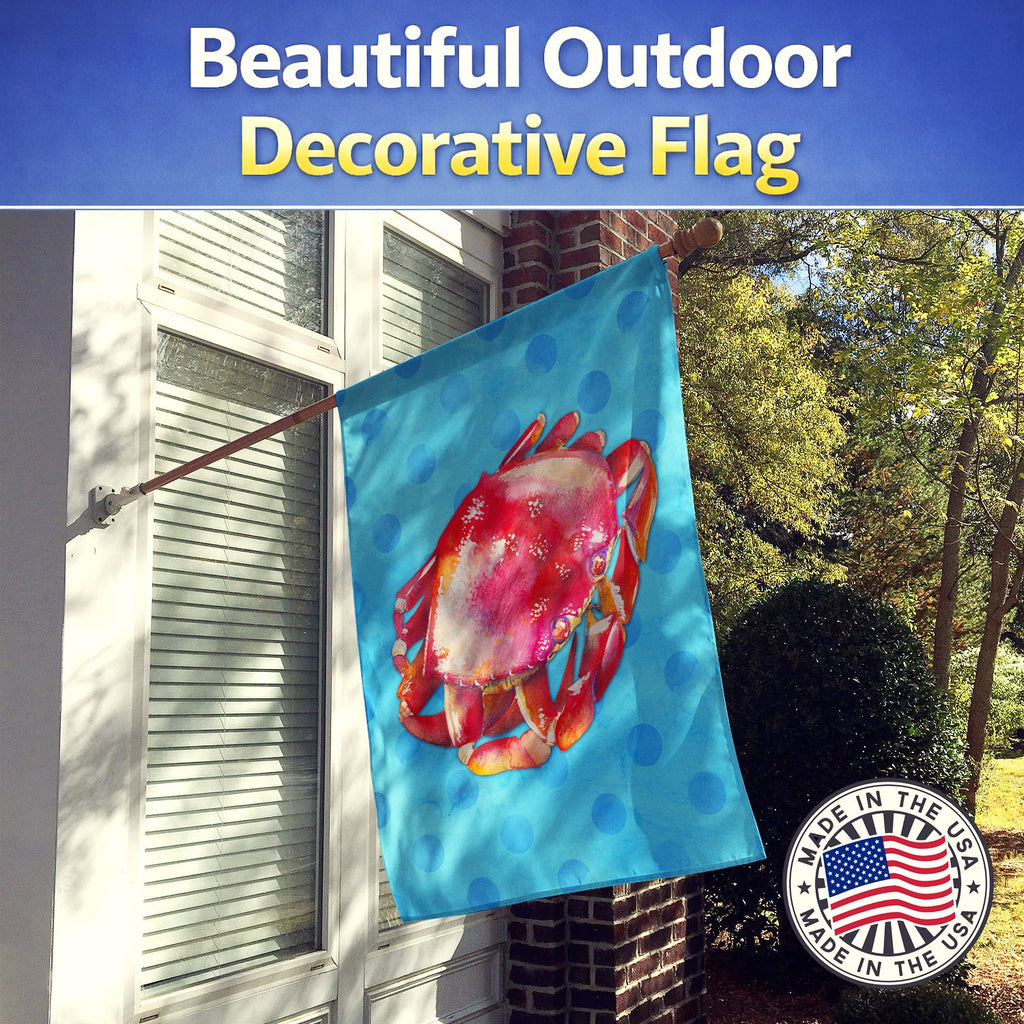 Crab Blue Polkadot House Flag 28x40 Porch Sleeve Pole Decorative Outside Yard Banner Artwork Wall Hanging, Polyester