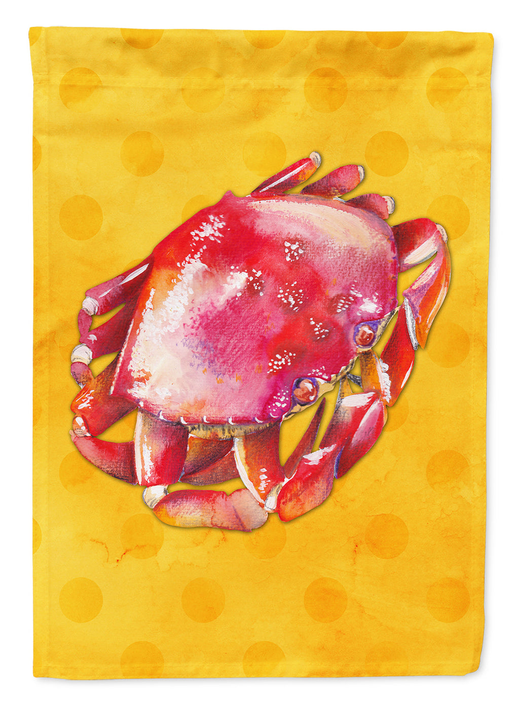 Crab Yellow Polkadot House Flag 28x40 Porch Sleeve Pole Decorative Outside Yard Banner Artwork Wall Hanging, Polyester