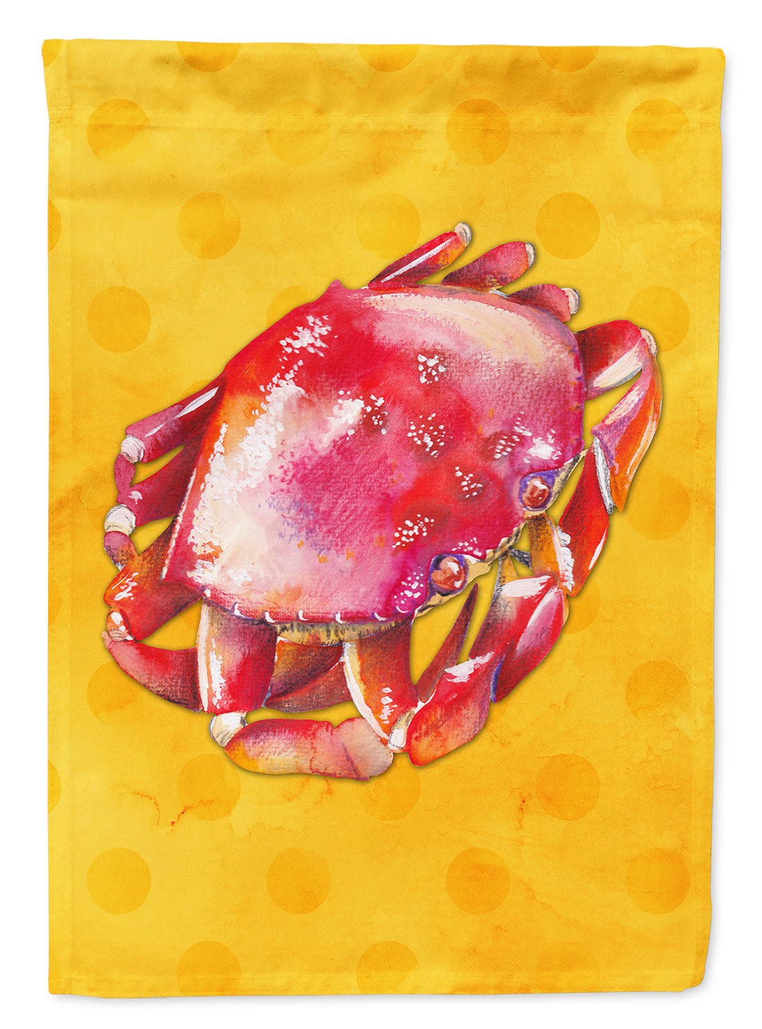 Crab Yellow Polkadot House Flag 28x40 Porch Sleeve Pole Decorative Outside Yard Banner Artwork Wall Hanging, Polyester