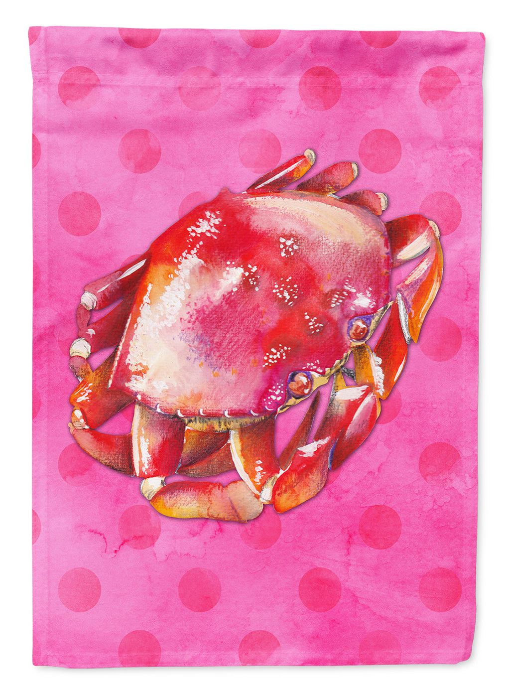 Crab Pink Polkadot House Flag 28x40 Porch Sleeve Pole Decorative Outside Yard Banner Artwork Wall Hanging, Polyester