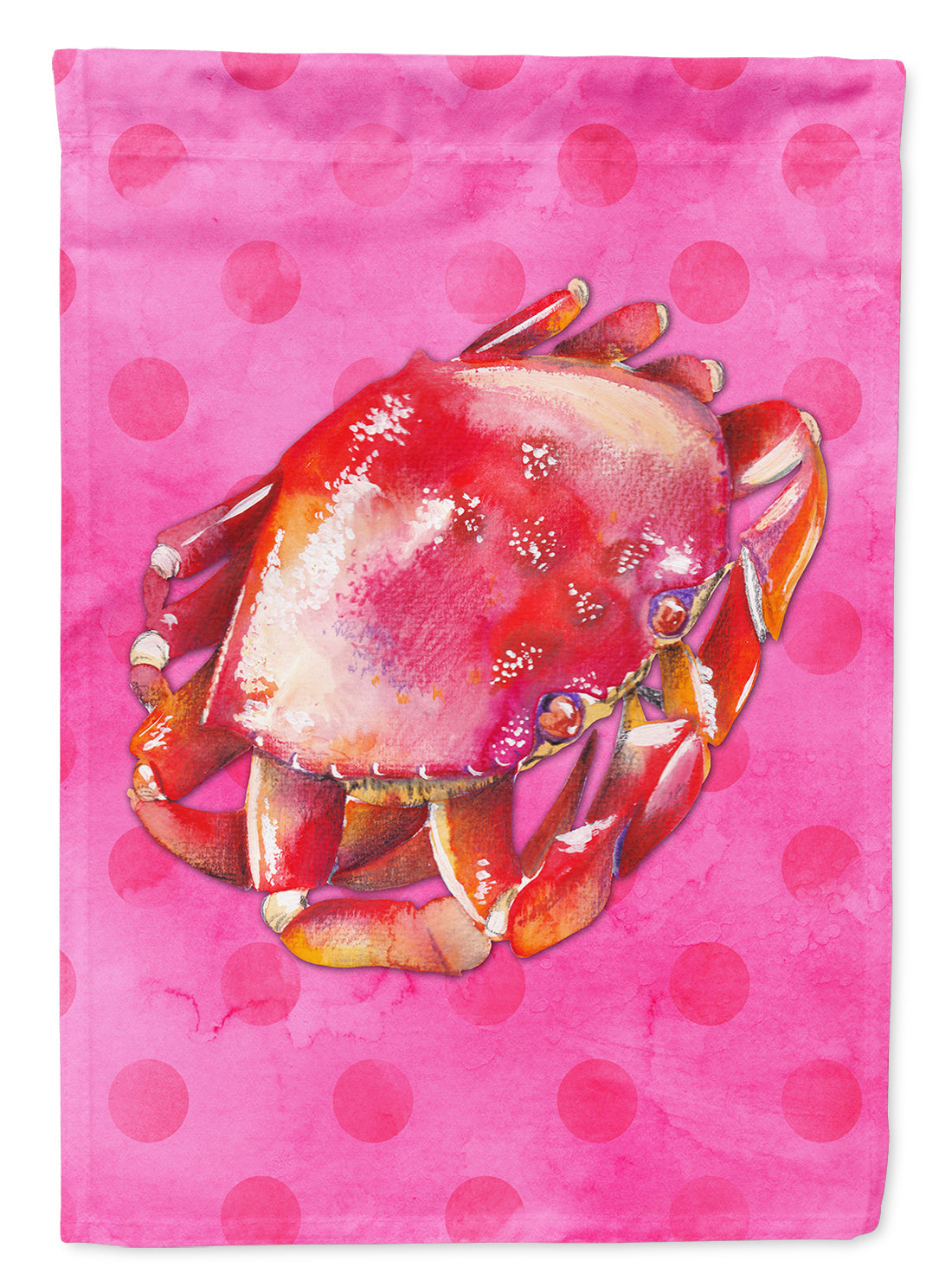 Crab Pink Polkadot House Flag 28x40 Porch Sleeve Pole Decorative Outside Yard Banner Artwork Wall Hanging, Polyester