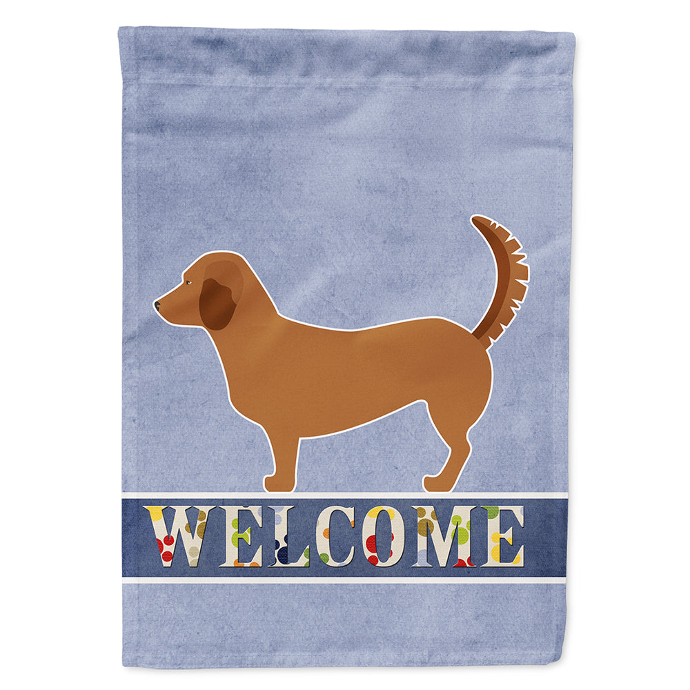 Alpine Dachsbrake Welcome House Flag 28x40 Porch Sleeve Pole Decorative Outside Yard Banner Artwork Wall Hanging, Polyester
