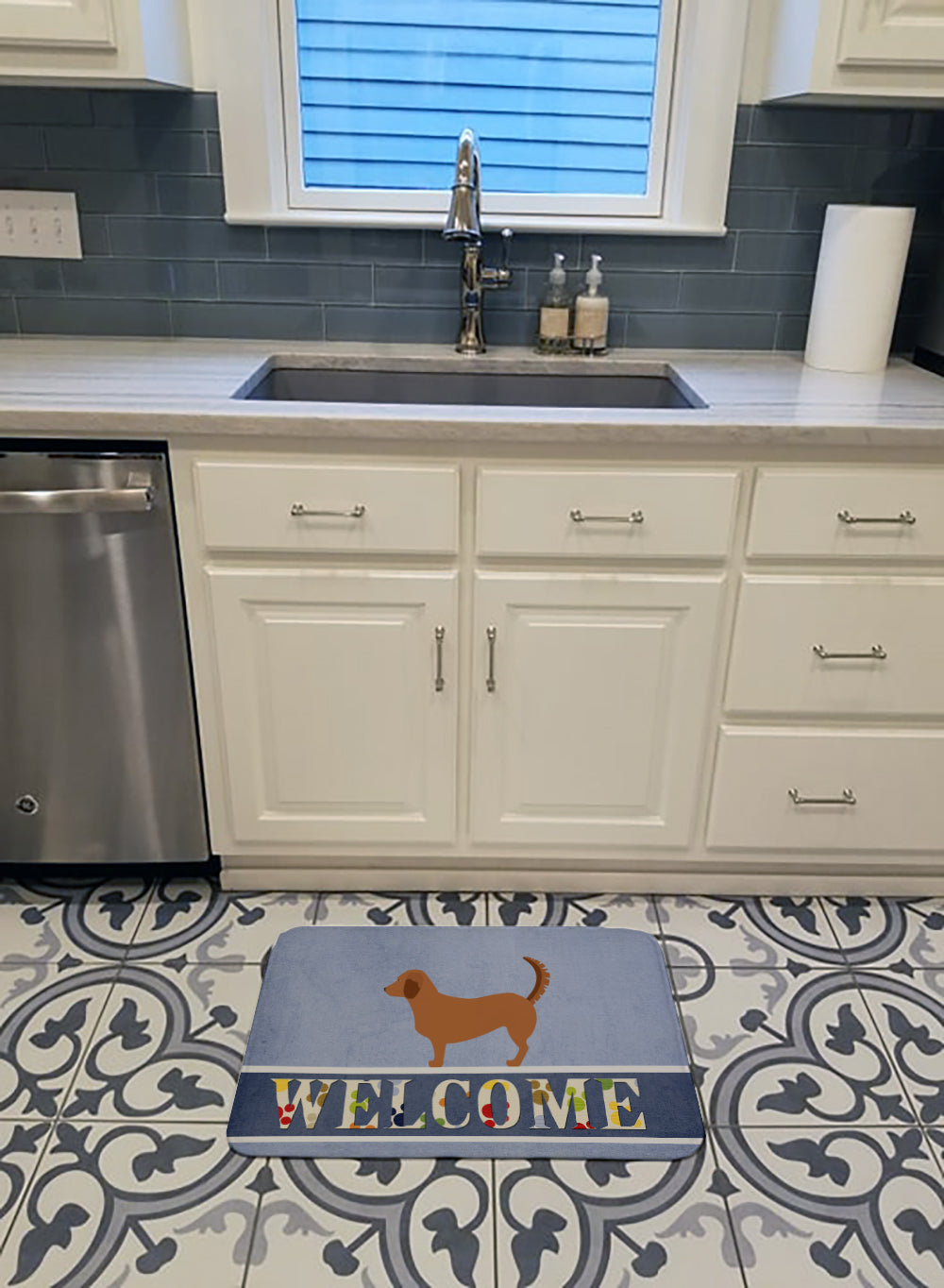 Alpine Dachsbrake Welcome Memory Foam Kitchen Mat Machine Washable Anti-Fatigue Cushion Comfort Bath or Kitchen Rug