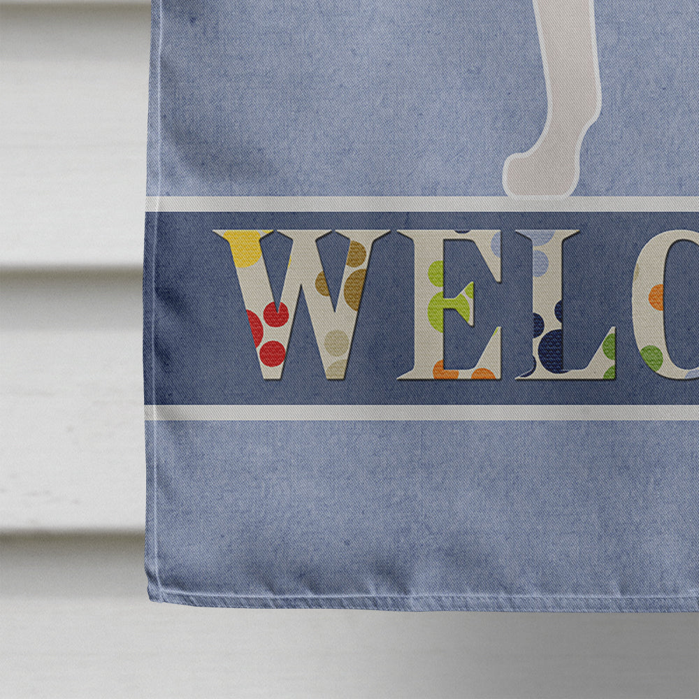 American Foxhound Welcome House Flag 28x40 Porch Sleeve Pole Decorative Outside Yard Banner Artwork Wall Hanging, Polyester