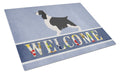 English Springer Spaniel Welcome Cutting Board Tempered Glass Kitchen Cutting Surface, Heat Resistant Chopping, Non-Slip Feet, Food Prep & Serving