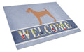 Irish Terrier Welcome Cutting Board Tempered Glass Kitchen Cutting Surface, Heat Resistant Chopping, Non-Slip Feet, Food Prep & Serving