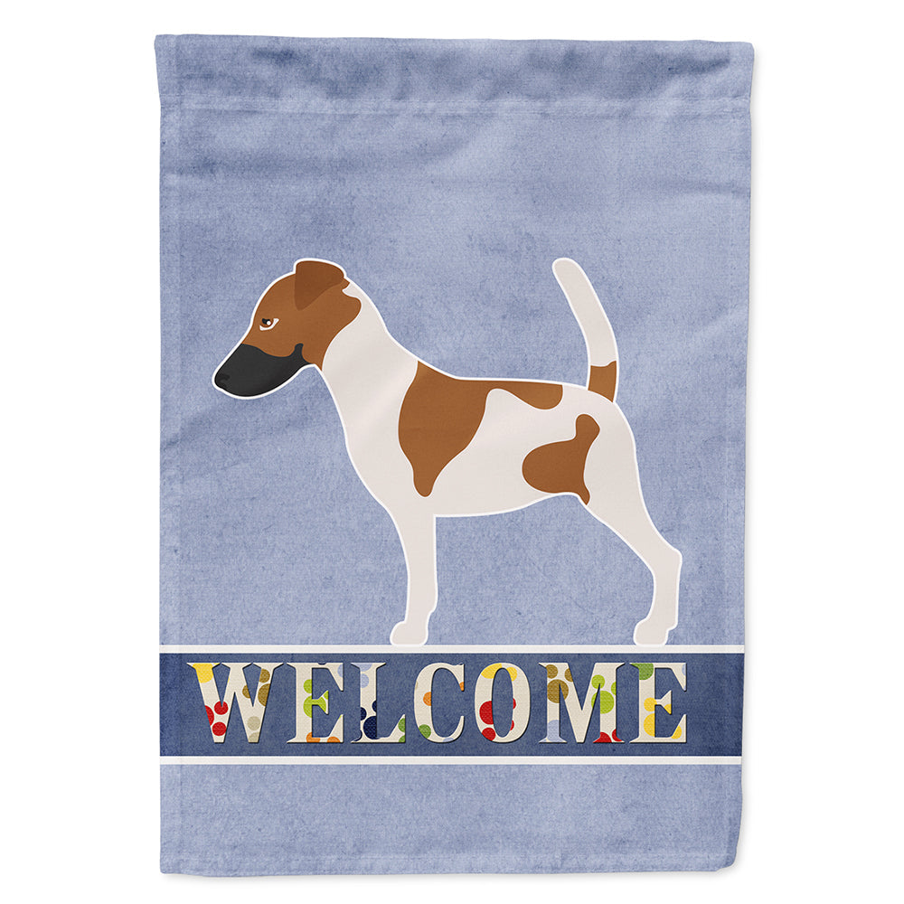 Smooth Fox Terrier Welcome House Flag 28x40 Porch Sleeve Pole Decorative Outside Yard Banner Artwork Wall Hanging, Polyester