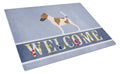 Smooth Fox Terrier Welcome Cutting Board Tempered Glass Kitchen Cutting Surface, Heat Resistant Chopping, Non-Slip Feet, Food Prep & Serving