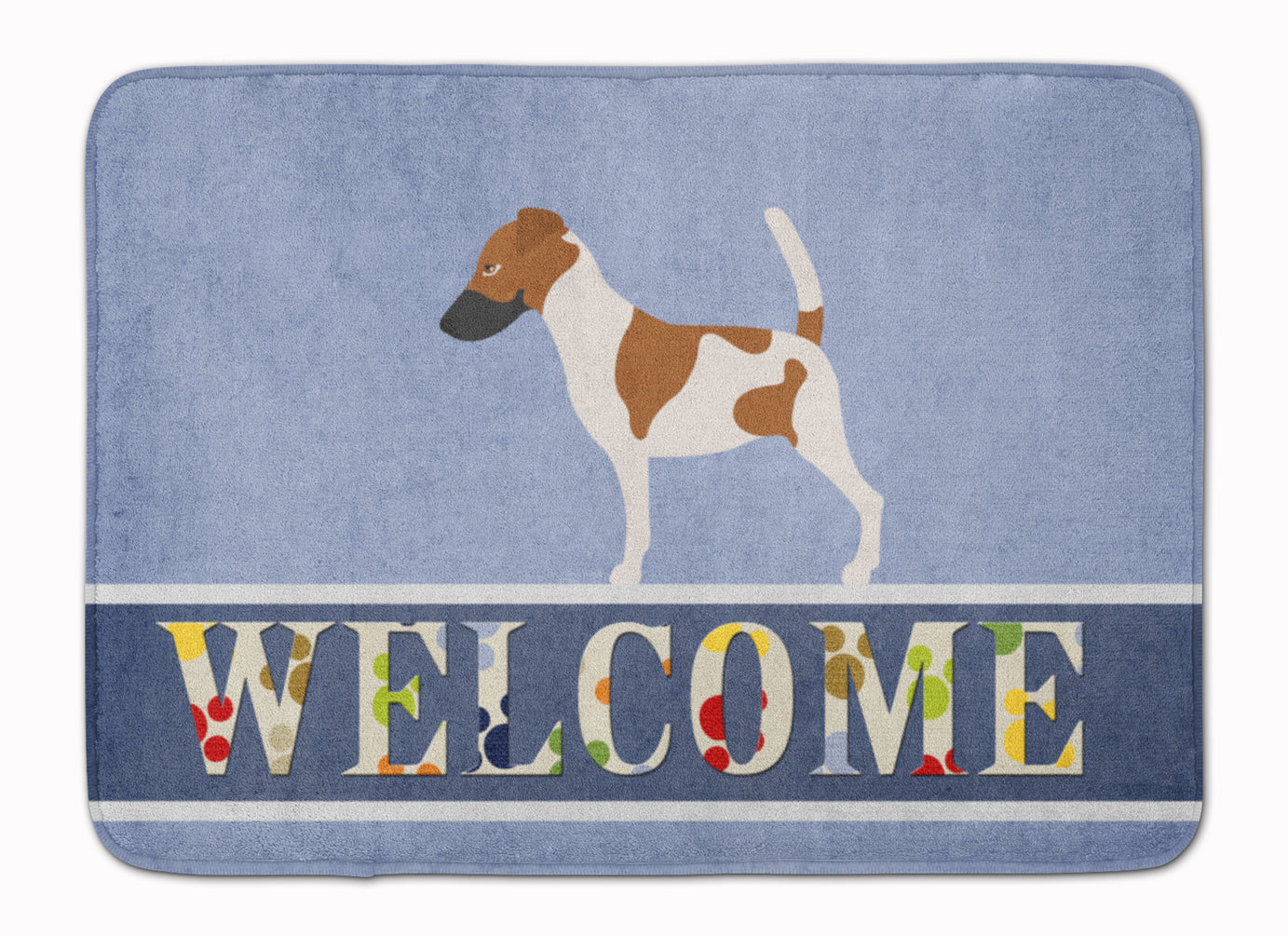 Smooth Fox Terrier Welcome Memory Foam Kitchen Mat Machine Washable Anti-Fatigue Cushion Comfort Bath or Kitchen Rug