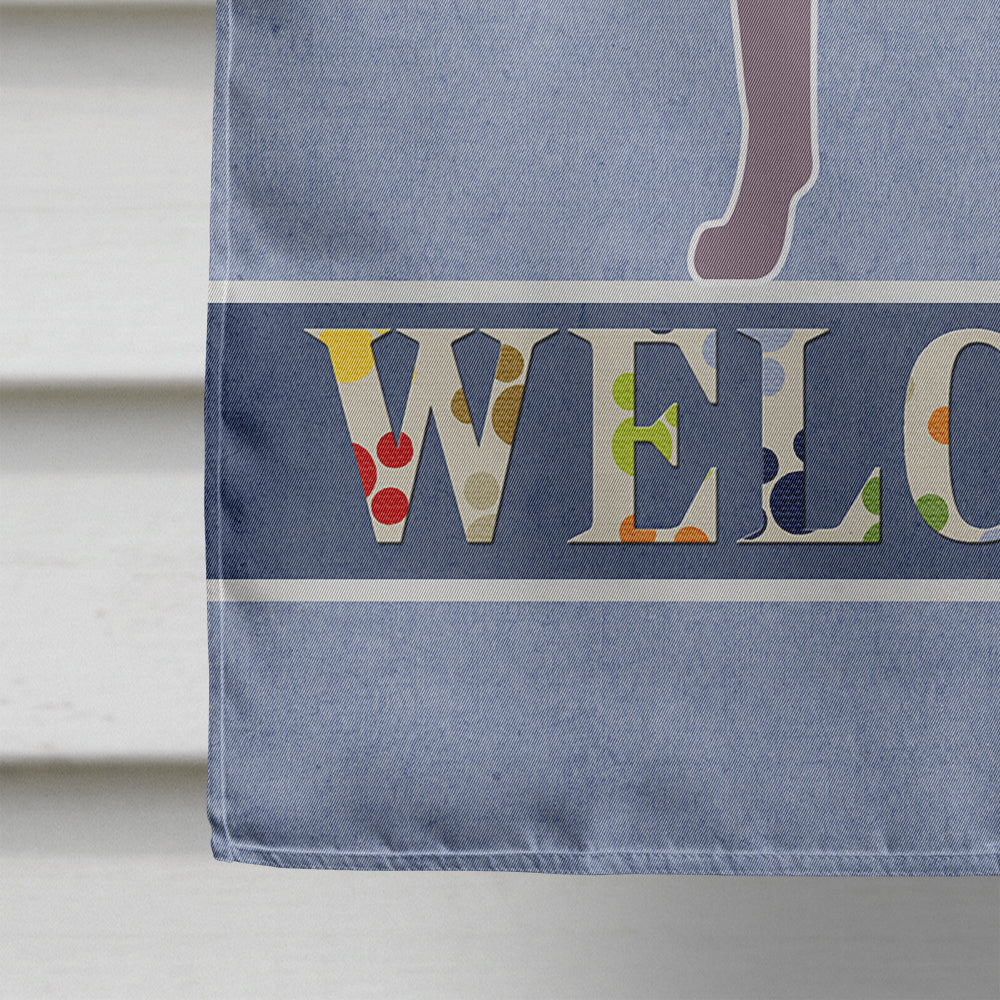 Weimaraner Welcome House Flag 28x40 Porch Sleeve Pole Decorative Outside Yard Banner Artwork Wall Hanging, Polyester
