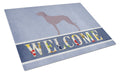 Weimaraner Welcome Cutting Board Tempered Glass Kitchen Cutting Surface, Heat Resistant Chopping, Non-Slip Feet, Food Prep & Serving