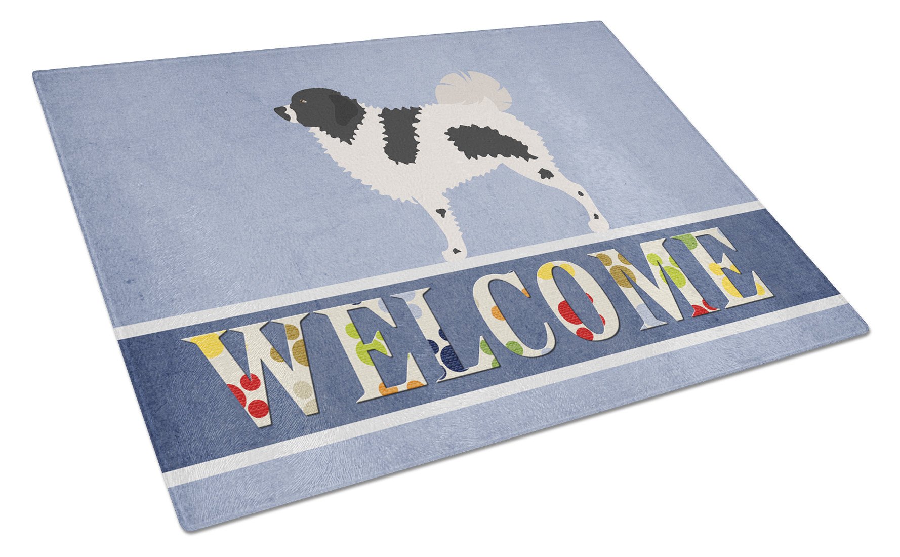 Wetterhoun Frisian Water Dog Cutting Board Tempered Glass Kitchen Cutting Surface, Heat Resistant Chopping, Non-Slip Feet, Food Prep & Serving