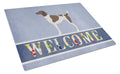 German Shorthaired Pointer Welcome Cutting Board Tempered Glass Kitchen Cutting Surface, Heat Resistant Chopping, Non-Slip Feet, Food Prep & Serving