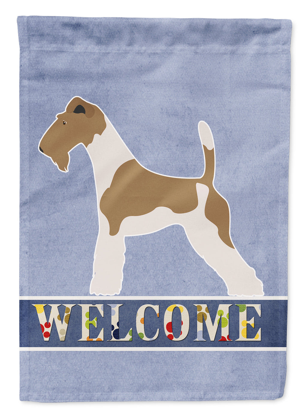 Wire Fox Terrier Welcome House Flag 28x40 Porch Sleeve Pole Decorative Outside Yard Banner Artwork Wall Hanging, Polyester