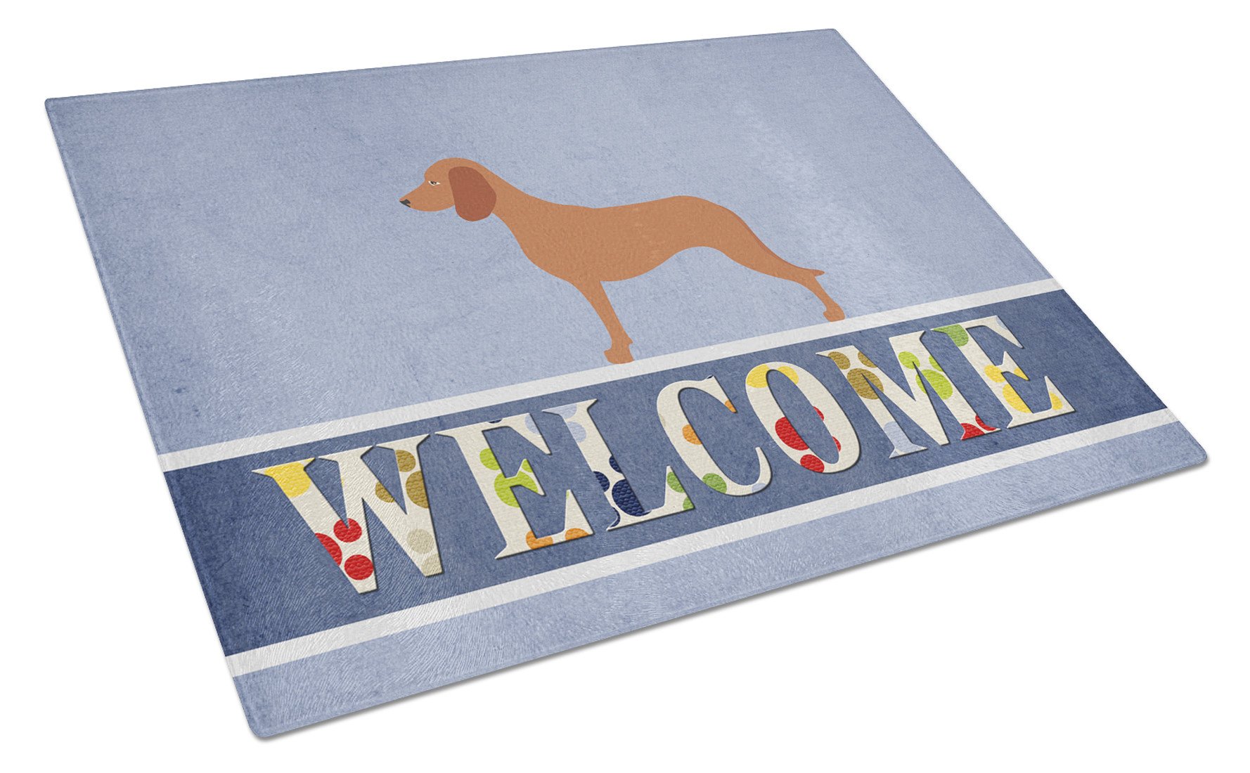 Bavarian Mountian Hound Welcome Cutting Board Tempered Glass Kitchen Cutting Surface, Heat Resistant Chopping, Non-Slip Feet, Food Prep & Serving
