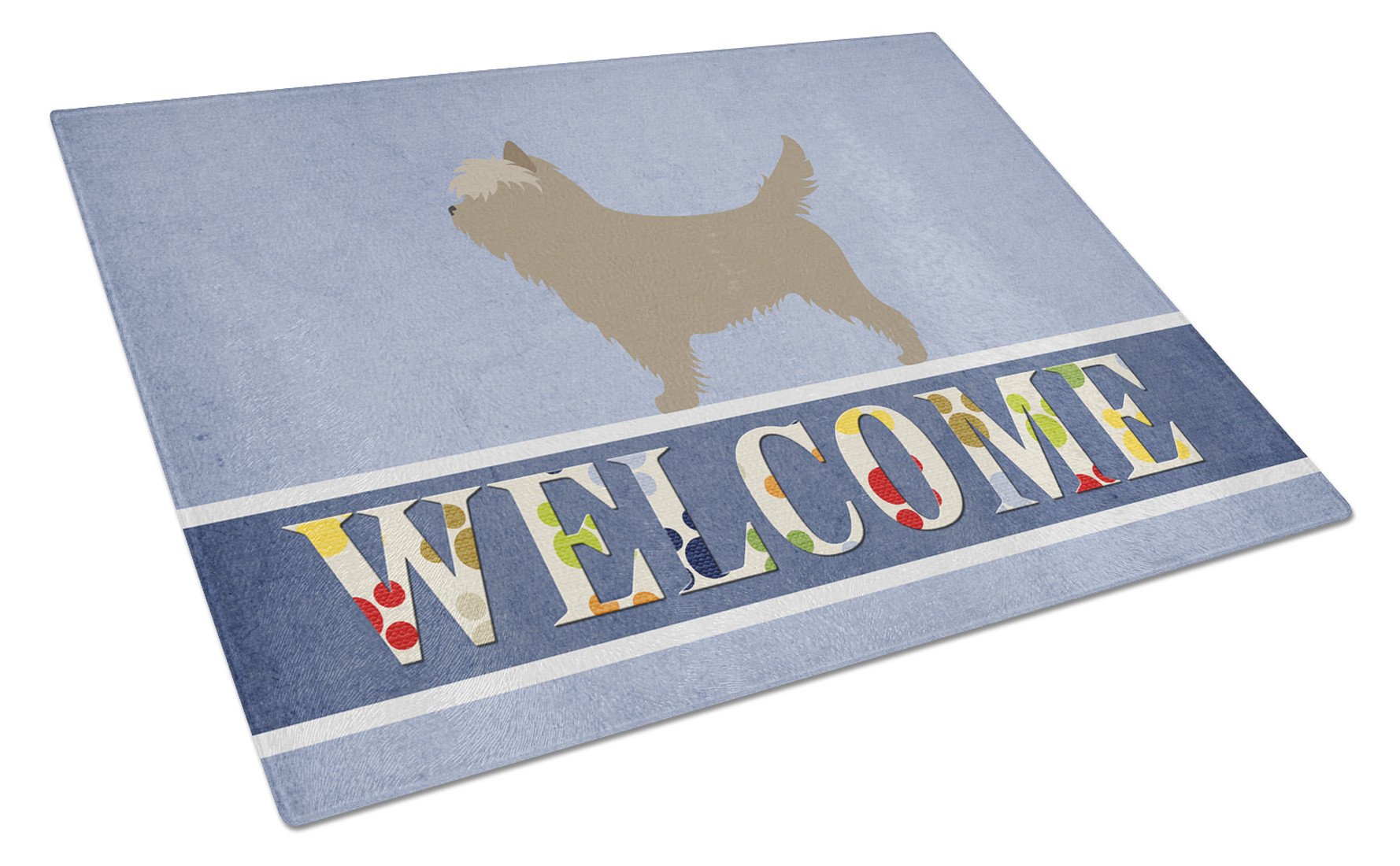 Cairn Terrier Welcome Cutting Board Tempered Glass Kitchen Cutting Surface, Heat Resistant Chopping, Non-Slip Feet, Food Prep & Serving