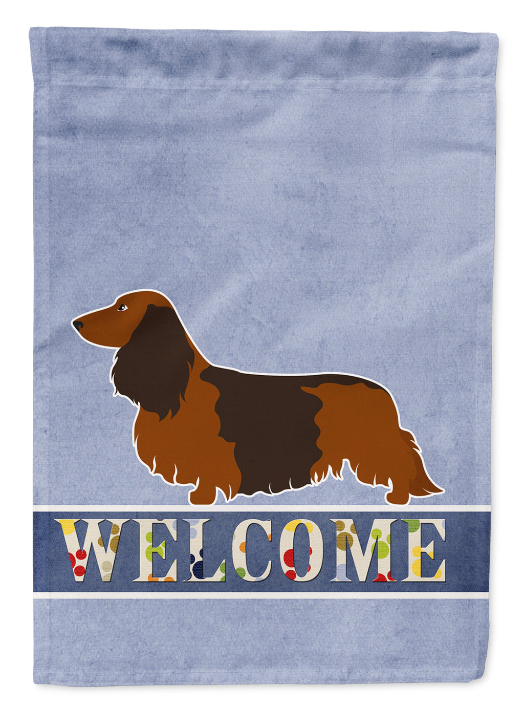 Longhaired Dachshund Welcome House Flag 28x40 Porch Sleeve Pole Decorative Outside Yard Banner Artwork Wall Hanging, Polyester