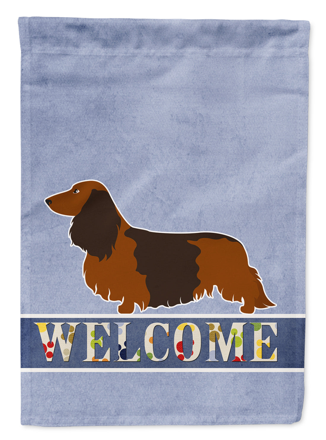 Longhaired Dachshund Welcome House Flag 28x40 Porch Sleeve Pole Decorative Outside Yard Banner Artwork Wall Hanging, Polyester