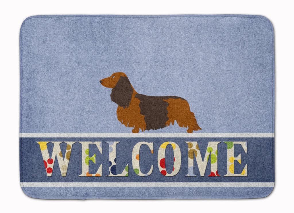 Longhaired Dachshund Welcome Memory Foam Kitchen Mat Machine Washable Anti-Fatigue Cushion Comfort Bath or Kitchen Rug