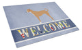 Australian Pinscher Welcome Cutting Board Tempered Glass Kitchen Cutting Surface, Heat Resistant Chopping, Non-Slip Feet, Food Prep & Serving