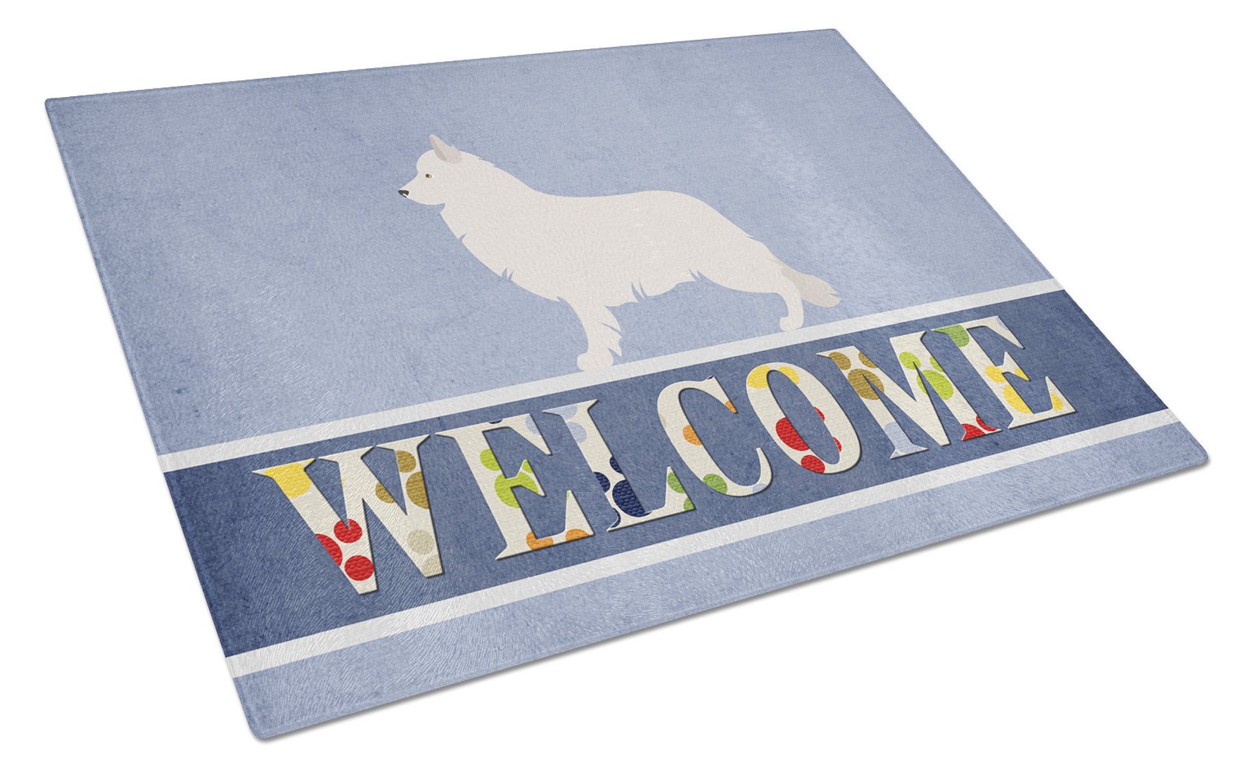 Berger Blanc Suisse Welcome Cutting Board Tempered Glass Kitchen Cutting Surface, Heat Resistant Chopping, Non-Slip Feet, Food Prep & Serving
