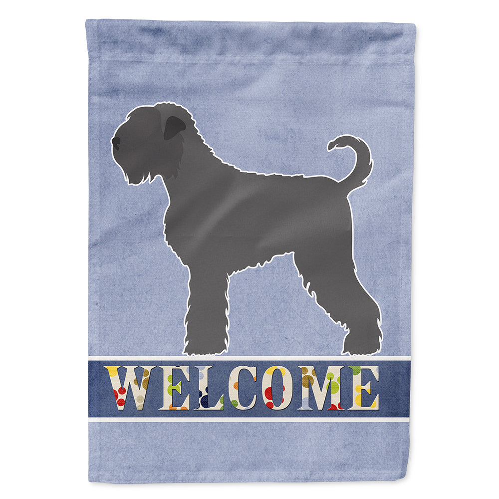 Black Russian Terrier Welcome House Flag 28x40 Porch Sleeve Pole Decorative Outside Yard Banner Artwork Wall Hanging, Polyester