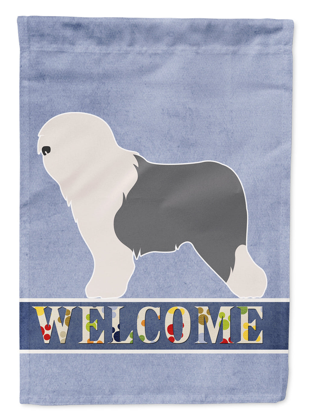 Old English Sheepdog Bobtail House Flag 28x40 Porch Sleeve Pole Decorative Outside Yard Banner Artwork Wall Hanging, Polyester