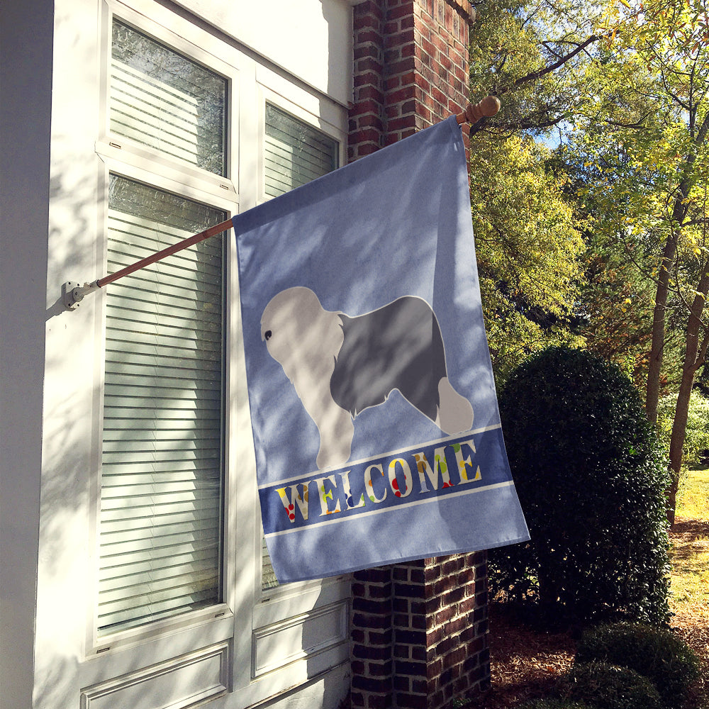 Old English Sheepdog Bobtail House Flag 28x40 Porch Sleeve Pole Decorative Outside Yard Banner Artwork Wall Hanging, Polyester