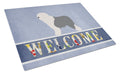 Old English Sheepdog Bobtail Cutting Board Tempered Glass Kitchen Cutting Surface, Heat Resistant Chopping, Non-Slip Feet, Food Prep & Serving