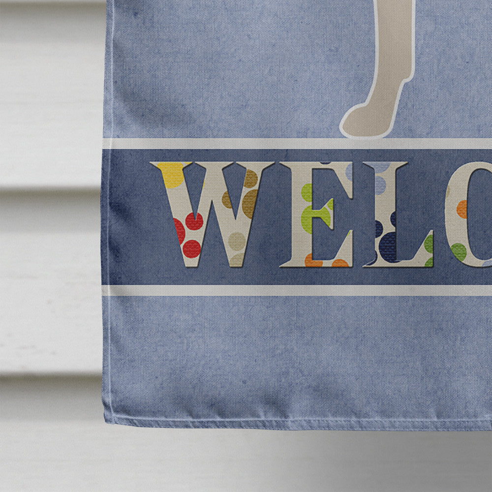 Saarloos Wolfdog Welcome House Flag 28x40 Porch Sleeve Pole Decorative Outside Yard Banner Artwork Wall Hanging, Polyester
