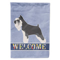 Miniature Schnauzer Welcome House Flag 28x40 Porch Sleeve Pole Decorative Outside Yard Banner Artwork Wall Hanging, Polyester