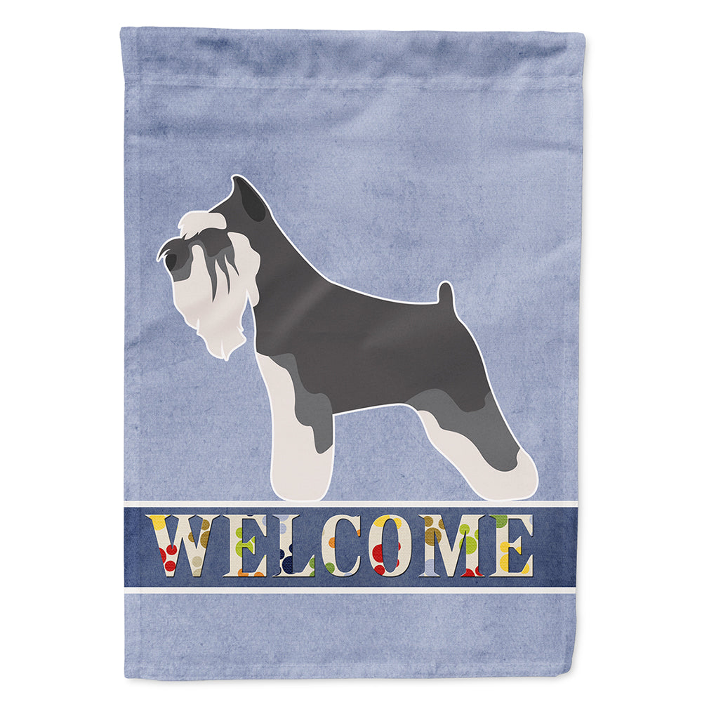 Miniature Schnauzer Welcome House Flag 28x40 Porch Sleeve Pole Decorative Outside Yard Banner Artwork Wall Hanging, Polyester