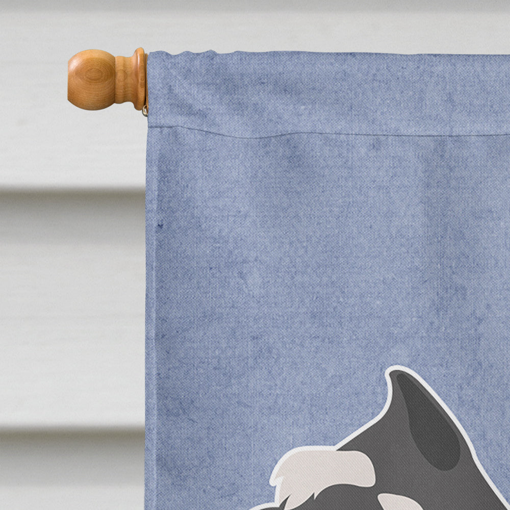 Miniature Schnauzer Welcome House Flag 28x40 Porch Sleeve Pole Decorative Outside Yard Banner Artwork Wall Hanging, Polyester