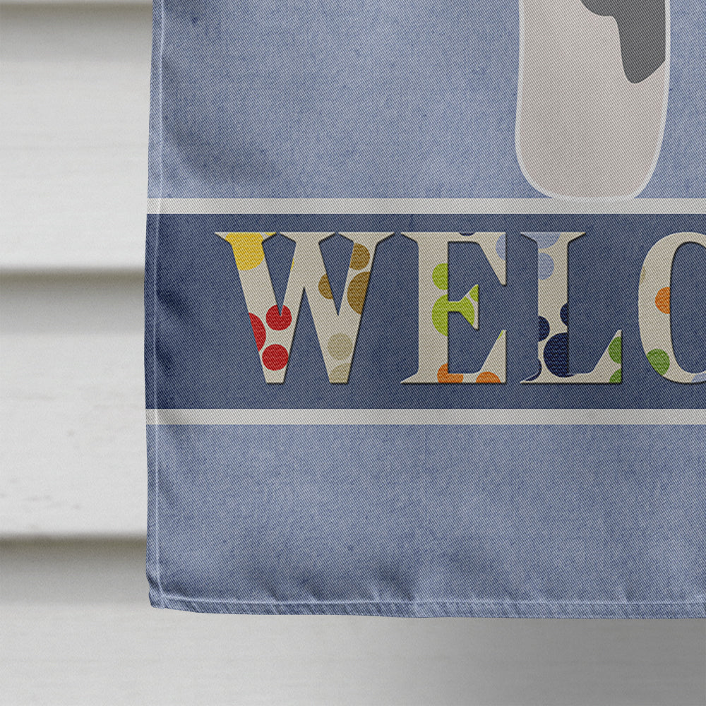 Miniature Schnauzer Welcome House Flag 28x40 Porch Sleeve Pole Decorative Outside Yard Banner Artwork Wall Hanging, Polyester