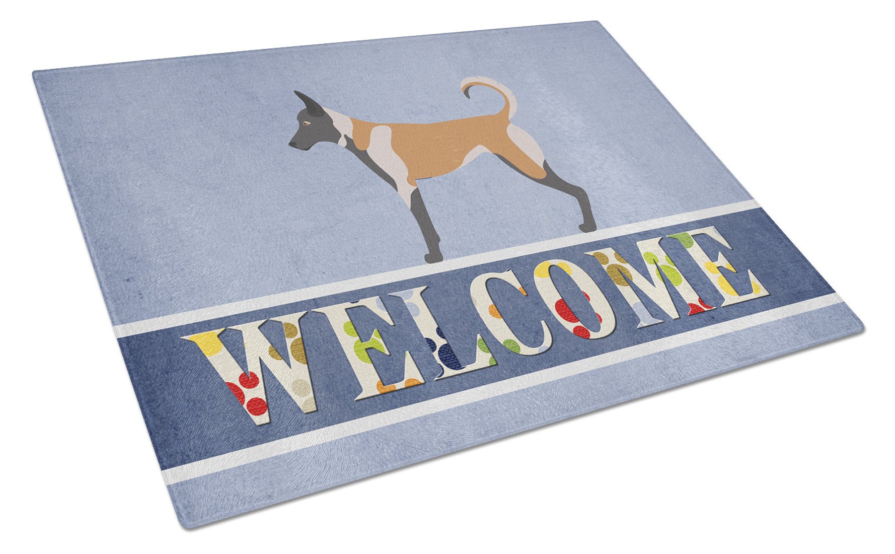Belgian Malinois Welcome Cutting Board Tempered Glass Kitchen Cutting Surface, Heat Resistant Chopping, Non-Slip Feet, Food Prep & Serving