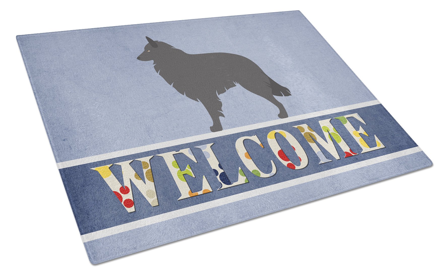 Groenendael Belgian Shepherd Cutting Board Tempered Glass Kitchen Cutting Surface, Heat Resistant Chopping, Non-Slip Feet, Food Prep & Serving