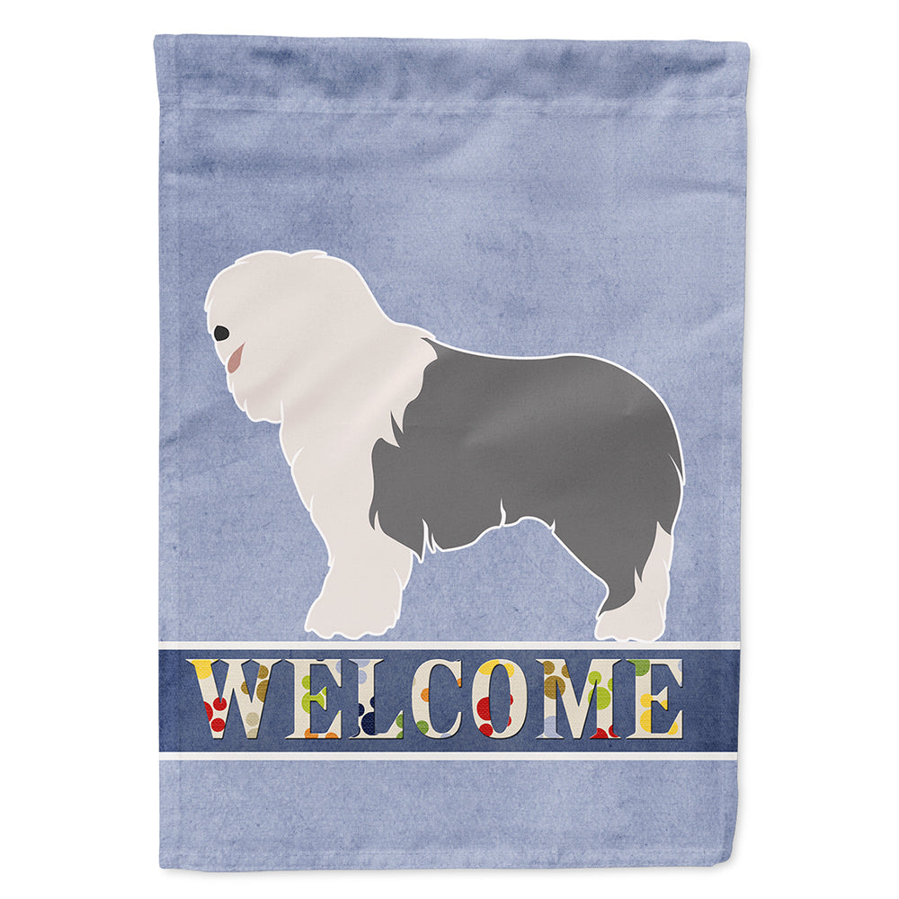 Old English Sheepdog Welcome House Flag 28x40 Porch Sleeve Pole Decorative Outside Yard Banner Artwork Wall Hanging, Polyester