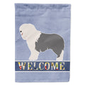 Old English Sheepdog Welcome House Flag 28x40 Porch Sleeve Pole Decorative Outside Yard Banner Artwork Wall Hanging, Polyester