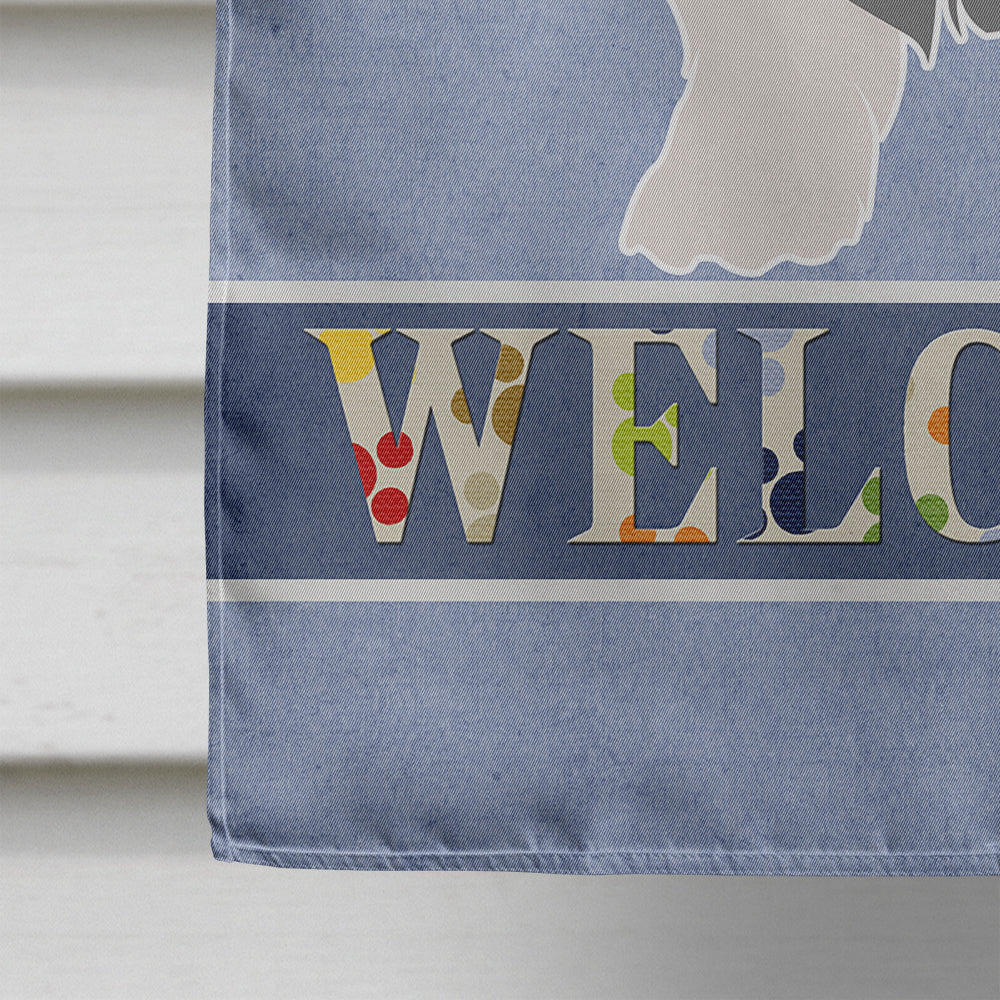 Old English Sheepdog Welcome House Flag 28x40 Porch Sleeve Pole Decorative Outside Yard Banner Artwork Wall Hanging, Polyester