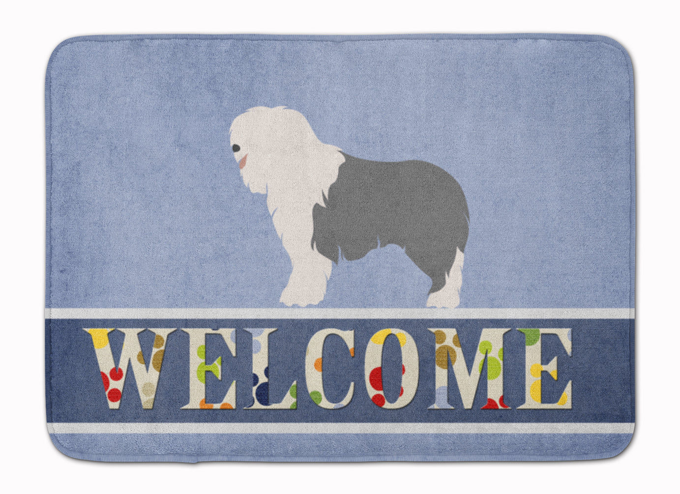 Old English Sheepdog Welcome Memory Foam Kitchen Mat Machine Washable Anti-Fatigue Cushion Comfort Bath or Kitchen Rug