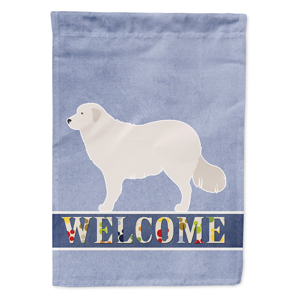 Kuvasz Welcome House Flag 28x40 Porch Sleeve Pole Decorative Outside Yard Banner Artwork Wall Hanging, Polyester